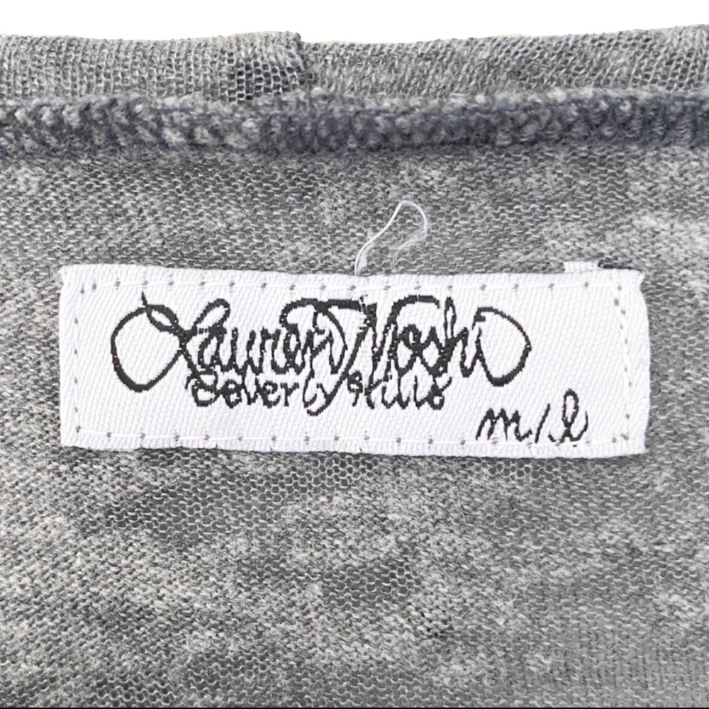 new Lauren Moshi ☻︎ Debbi Mini Eagle Pocket Tee ☻︎ Heather Grey Burnout ☻ M L - Picture 8 of 16